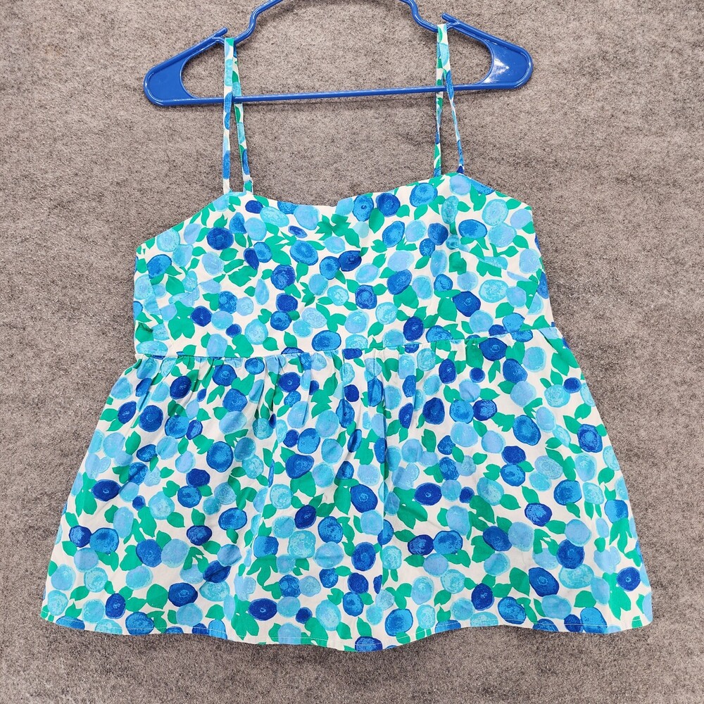 J Crew Top Womens 14 Sleeveless Blue Floral Crop